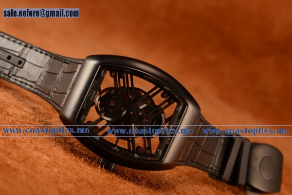 Franck Muller Vanguard Miyota Automatic Copy Tourbillon Pvd Case With Skeleton Dial Leather/Rubber Strap